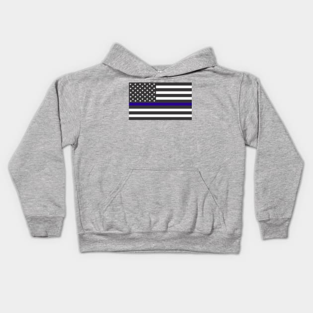 Thin Blue Line Flag Kids Hoodie by Ten20Designs